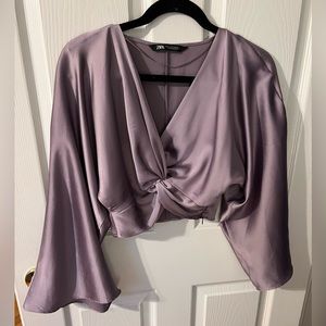 Zara Lilac Satin Shirt